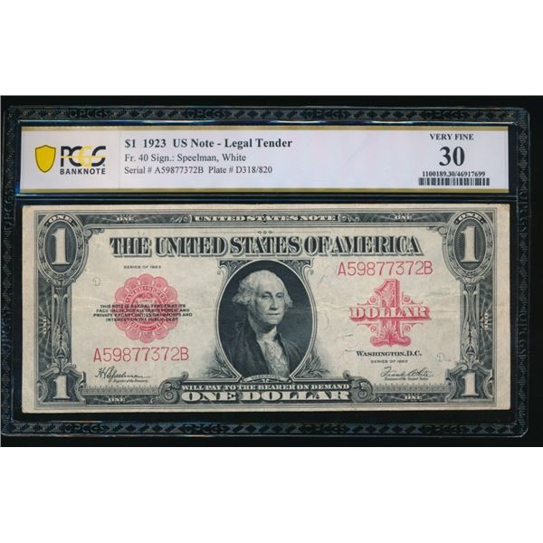 1923 $1 Legal Tender Note PCGS 30