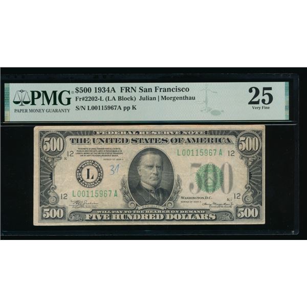 1934A $500 San Francisco FRN PMG 25