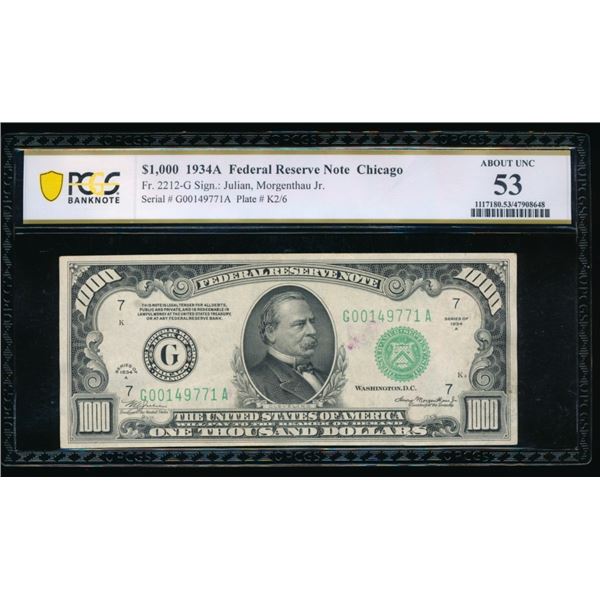 1934A $1000 Chicago FRN PCGS 53