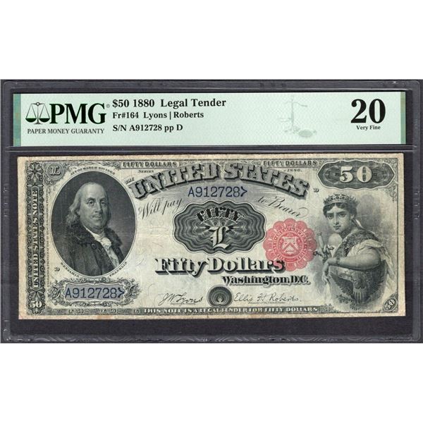 1880 $50 Legal Tender Note PMG 20