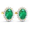 Image 4 : 14KT Yellow Gold 2.00ctw Emerald and Diamond Earrings