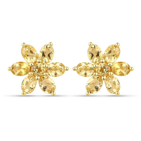 Plated 18KT Yellow Gold 2.12ctw Citrine Earrings