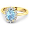 Image 2 : 14KT Yellow Gold 1.28ctw Aquamarine and Diamond Ring