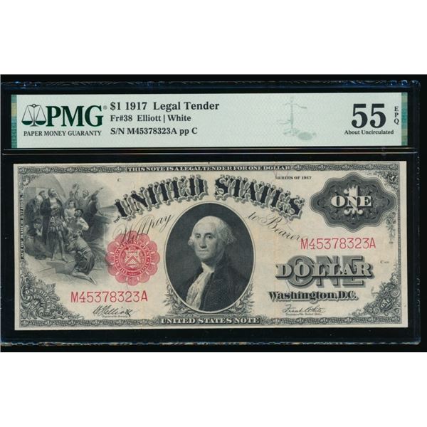 1917 $1 Legal Tender Note PMG 55EPQ