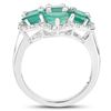 Image 2 : Plated Rhodium 3.08ctw Emerald and White Zircon Ring