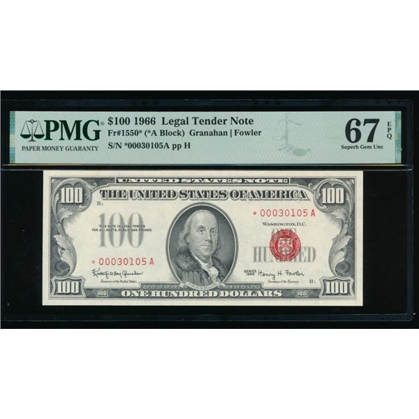 1966 $100 STAR Legal Tender Note PMG 67EPQ