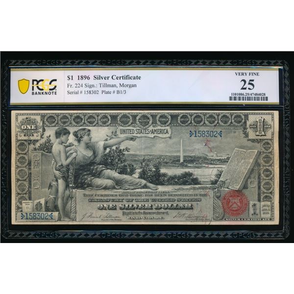 1896 $1 Educational Silver Certificate PCGS 25