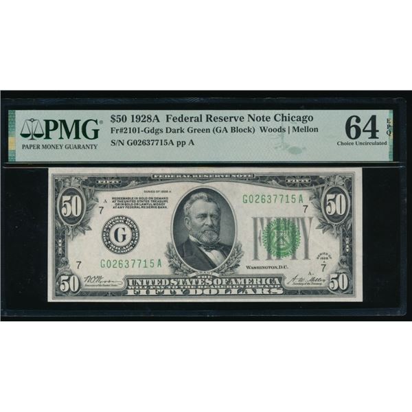 1928A $50 Chicago FRN PMG 64EPQ