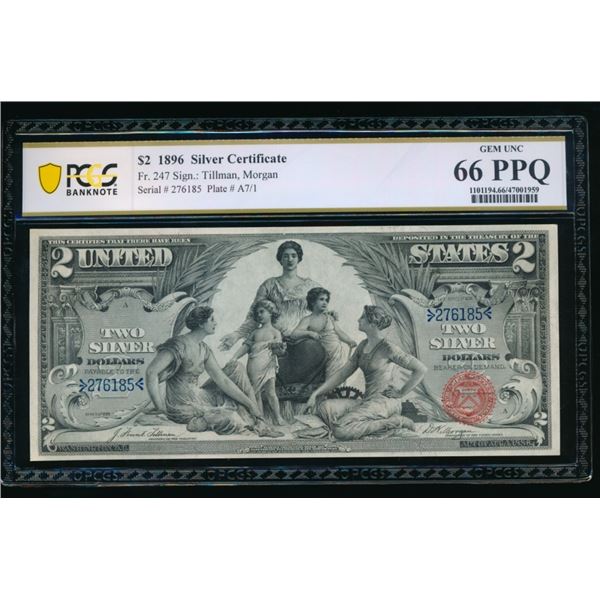 1896 $2 Educational Silver Certificate PCGS 66PPQ