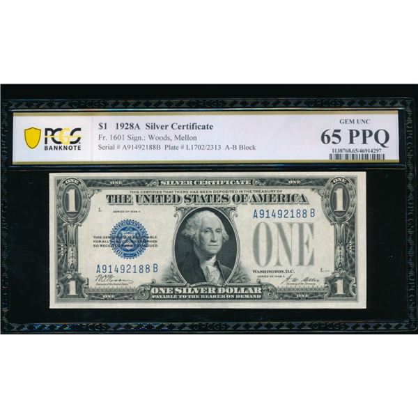 1928A $1 Silver Certificate PCGS 65PPQ