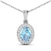 Image 1 : 14KT White Gold 0.96ct Aquamarine and Diamond Pendant with Chain