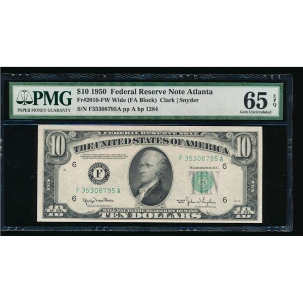 1950 $10 Atlanta FRN PMG 65EPQ