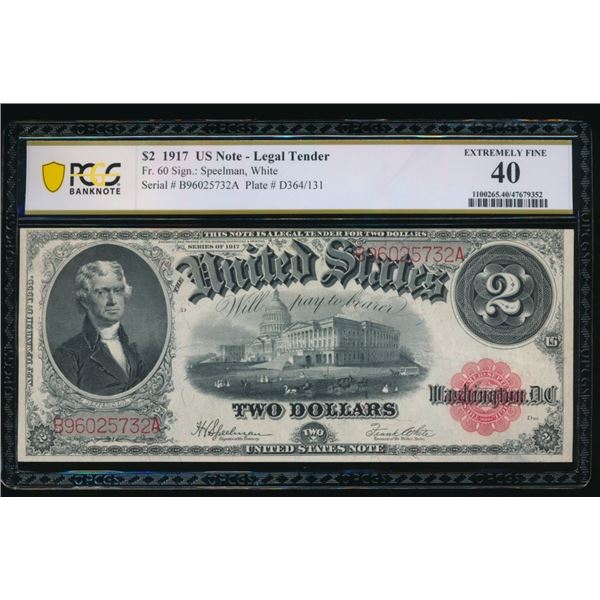 1917 $2 Legal Tender Note PCGS 40