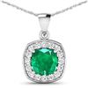 Image 1 : 14KT White Gold 2.00ct Zambian Emerald and Diamond Pendant with Chain