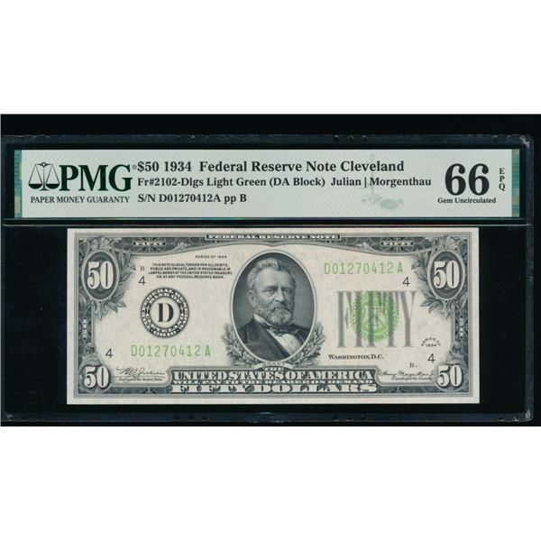 1934 $50 Cleveland FRN PMG 66EPQ
