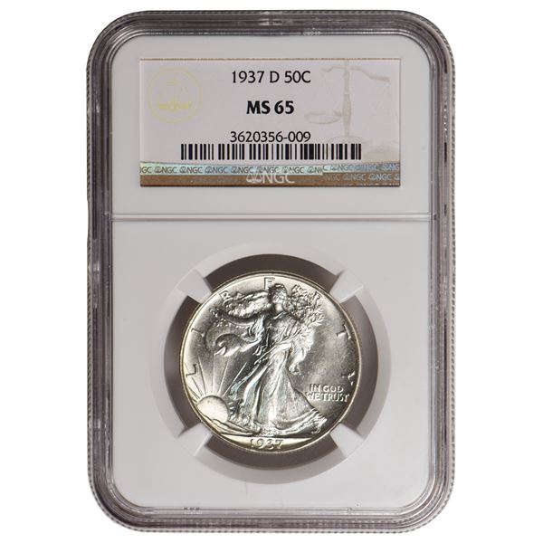 1937-D Walking Liberty Half Dollar NGC MS65