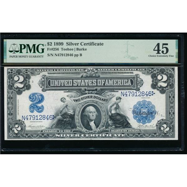1899 $2 Mini Porthole Silver Certificate PMG 45
