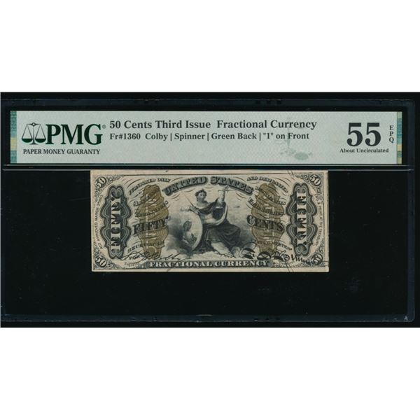50 Cent Third Issue Fractional PMG 55EPQ
