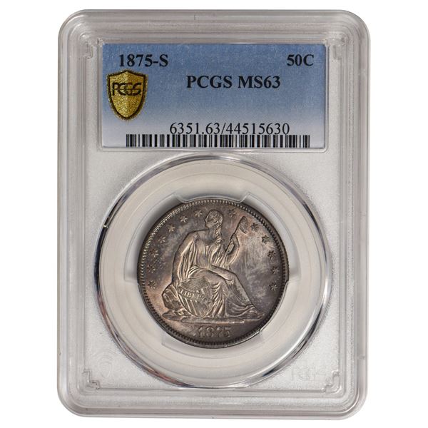 1875-S Seated Liberty Half Dollar PCGS MS63