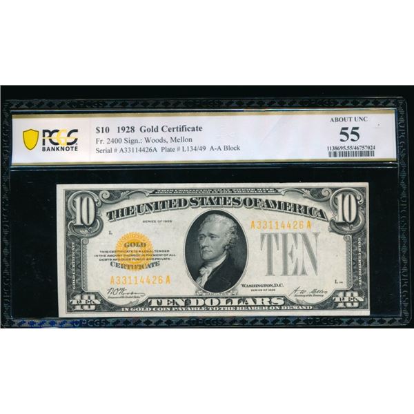 1928 $10 Gold Certificate PCGS 55