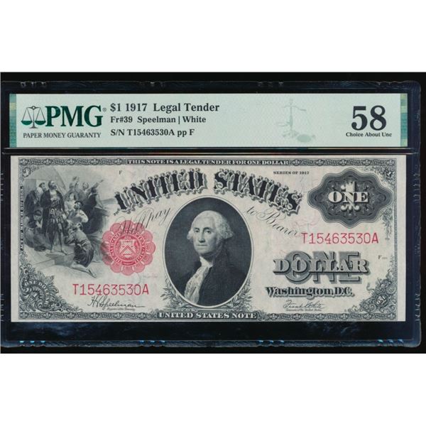 1917 $1 Legal Tender Note PMG 58