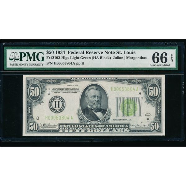 1934 $50 St Louis FRN PMG 66EPQ