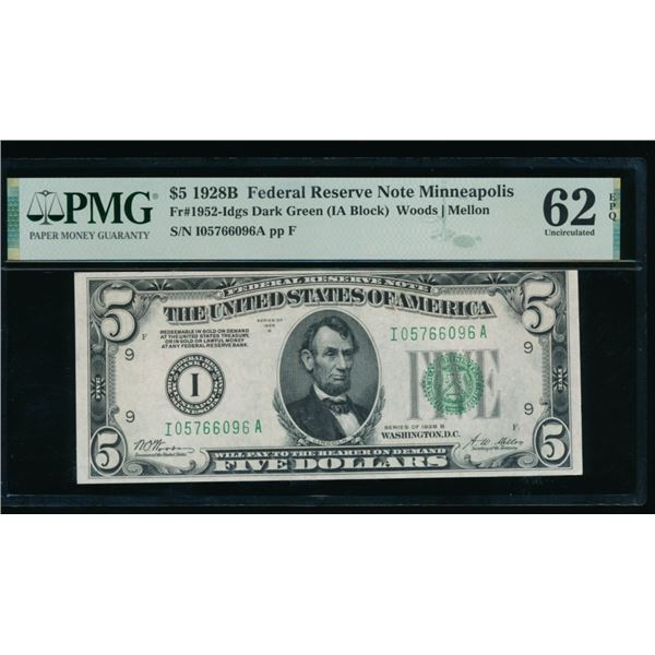 1928B $5 Minneapolis FRN PMG 62EPQ