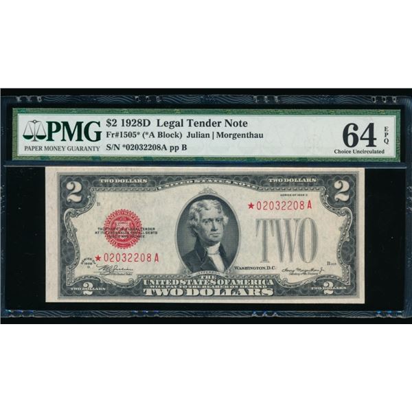 1928D $2 STAR Legal Tender Note PMG 64EPQ