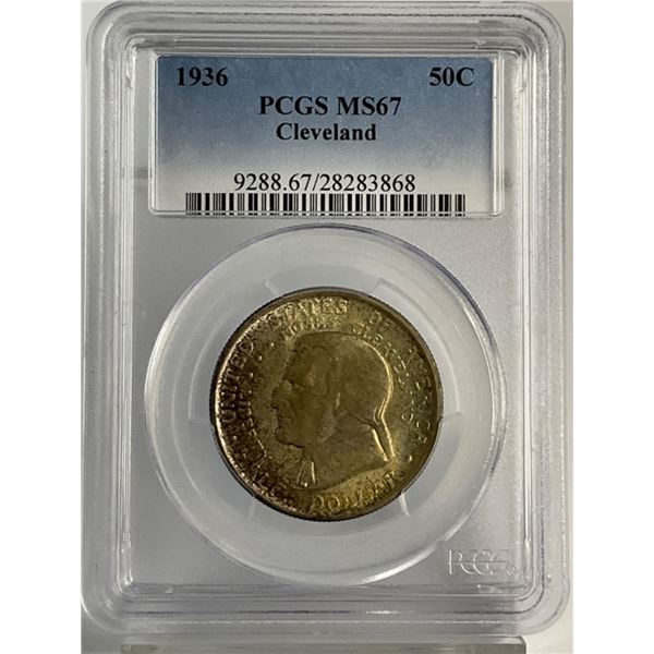 1936 Cleveland Commemorative Half Dollar PCGS MS67