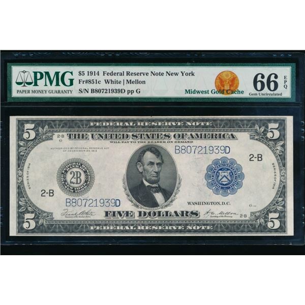 1914 $5 New York FRN PMG 66EPQ