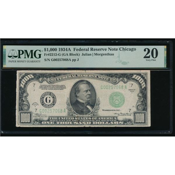 1934A $1000 Chicago FRN PMG 20