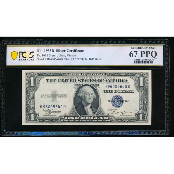1935B $1 Silver Certificate PCGS 67PPQ