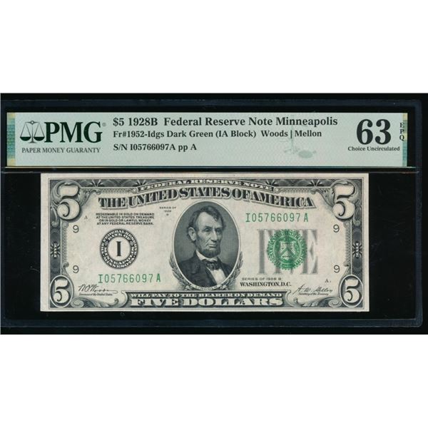1928B $5 Minneapolis FRN PMG 63EPQ
