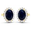 Image 3 : 14KT Yellow Gold 2.60ctw Blue Sapphire and Diamond Earrings
