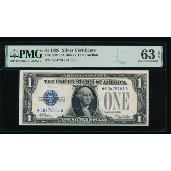 1928 $1 STAR Silver Certificate PMG 63EPQ