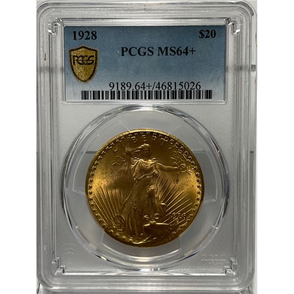 1928 $20 St Gaudens Double Eagle PCGS MS64+