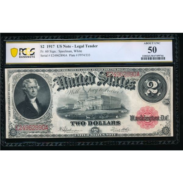 1917 $2 Legal Tender Note PCGS 50
