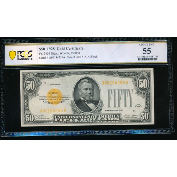 1928 $50 Gold Certificate PCGS 55