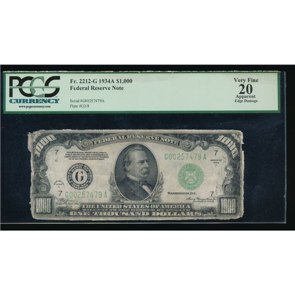 1934A $1000 Cleveland FRN PMG 20