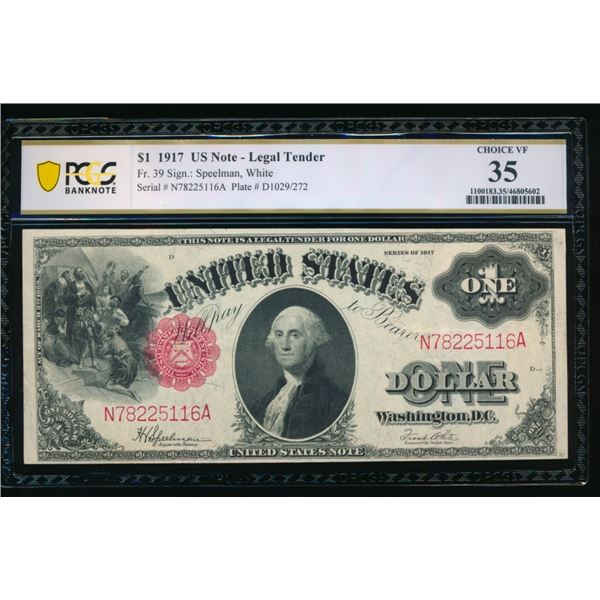 1917 $1 Legal Tender Note PCGS 35