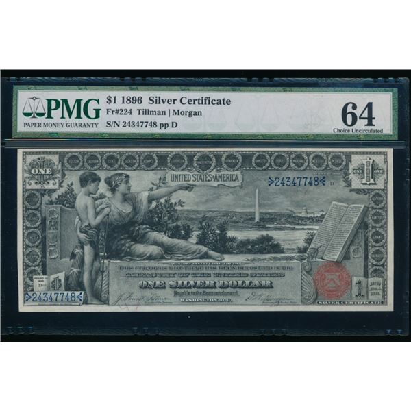 1896 $1 Educational Silver Certificate PMG 64