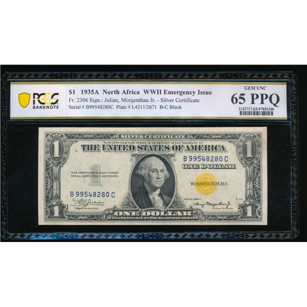 1935A $1 N Africa Silver Certificate PCGS 65PPQ