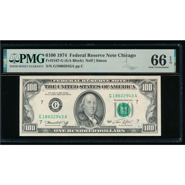 1974 $100 Chicago FRN PMG 66EPQ