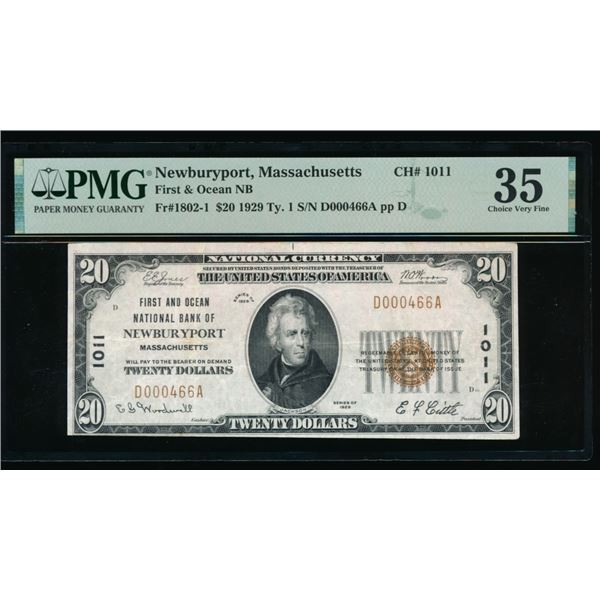 1929 $20 Newburyport MA National PMG 35