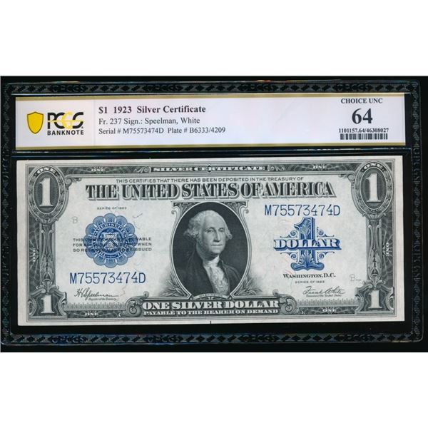 1923 $1 Silver Certificate PCGS 64