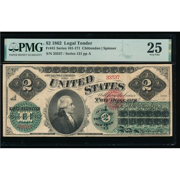 1862 $2 Legal Tender Note PMG 25