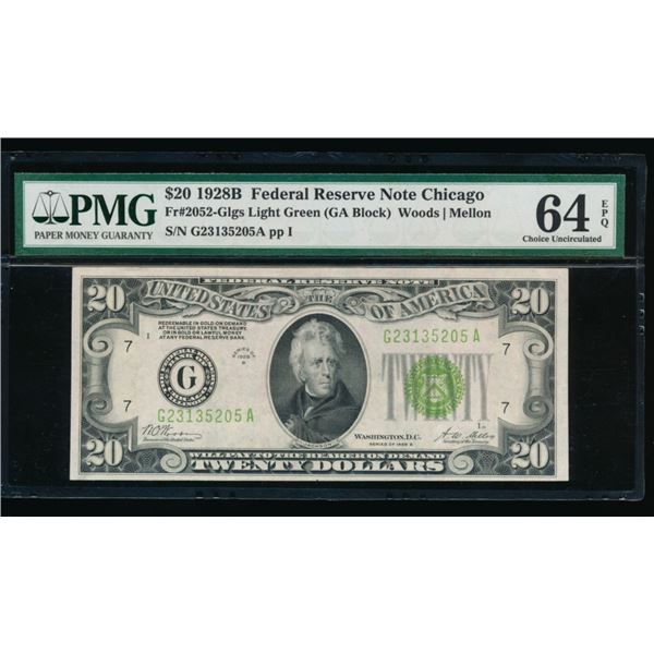 1928B $20 Chicago FRN PMG 64EPQ