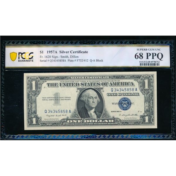 1957A $1 Silver Certificate PCGS 68PPQ