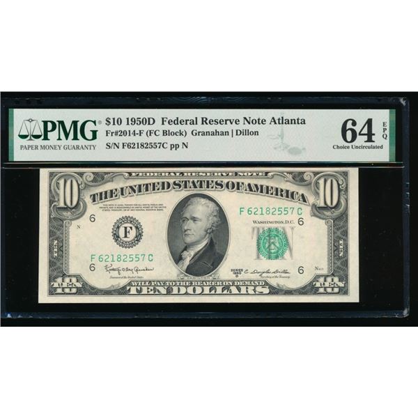 1950D $10 Atlanta FRN PMG 64EPQ