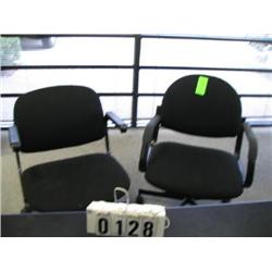 3 ROLLING CHAIRS W/GLASS TOP TABLE